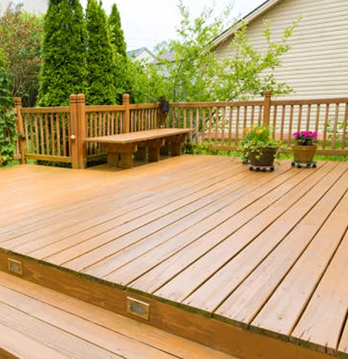 A spotless wooden deck in Lake Ariel, PA, cleaned to perfection by Gotta Guy PA, LLC's expert power washing services.